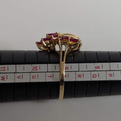 9ct Gold 14 Ruby Ring Size S Hallmarked 375 Cluster July 4g