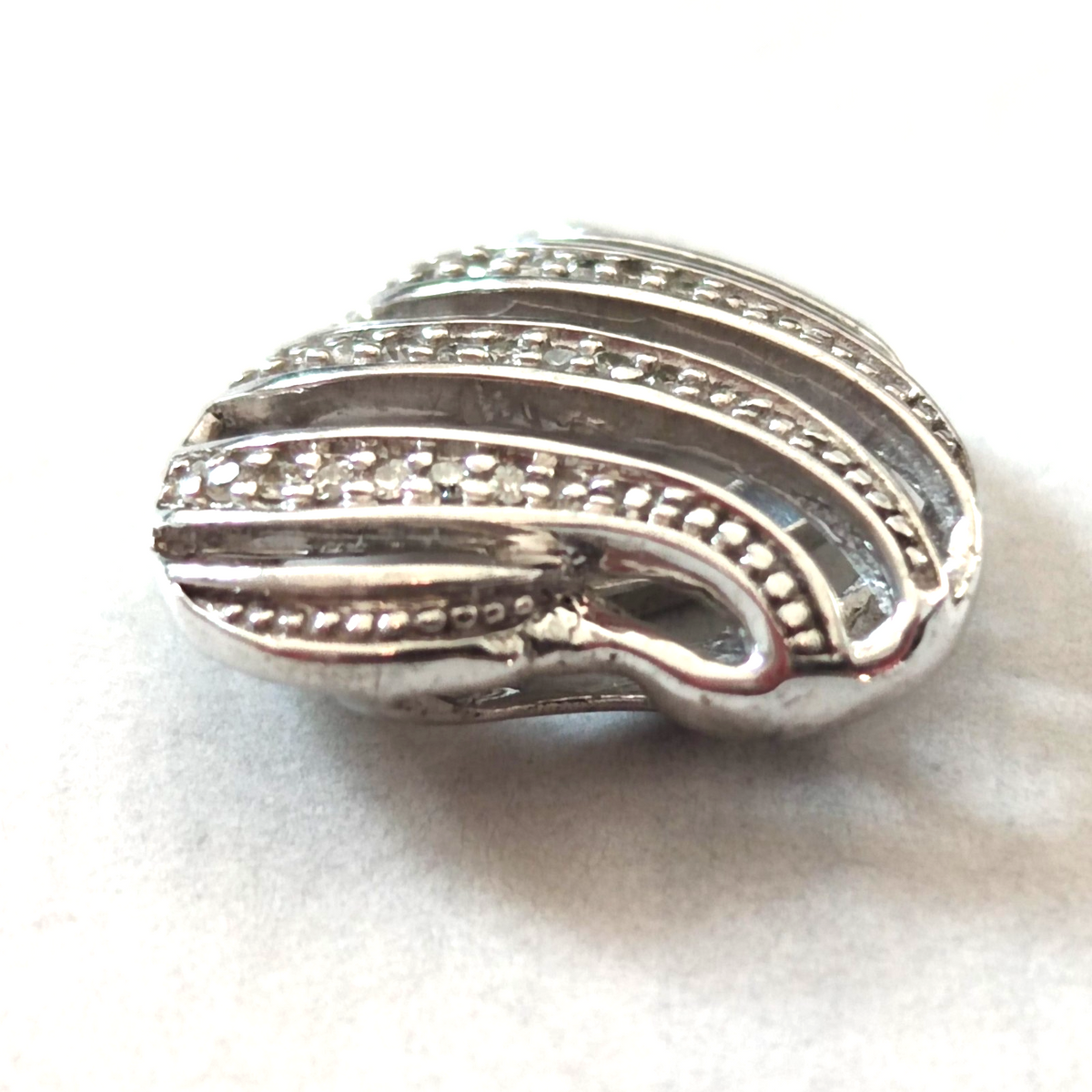Silver Diamond Heart Pendant Charm Stamped Love Classic 925 Sterling Hallmark
