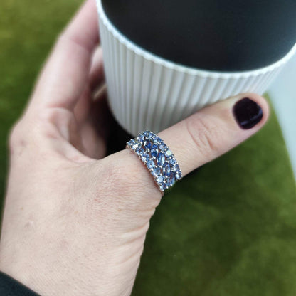 Tanzanite 9ct White Gold Ring Size T Hallmarked 375 3.7g December Birthstone