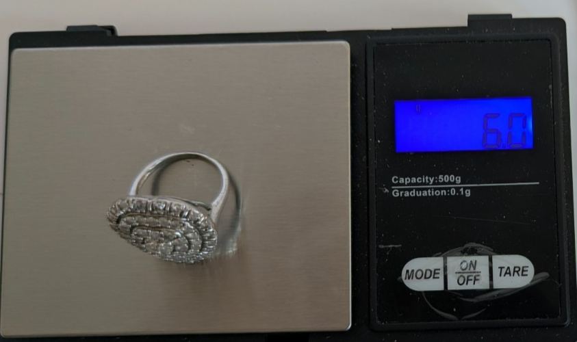 Silver Ring Diamond 2.05ct 925 Stamped Size N 1/2 Certificate 6g