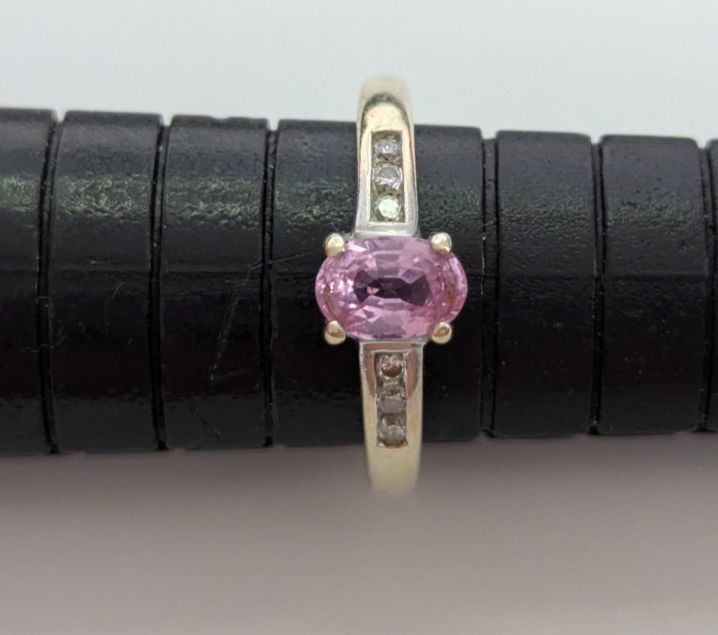 9ct White Gold Ring Sapphire Diamond Stones Hallmarked Size K 1.7g Prong Setting
