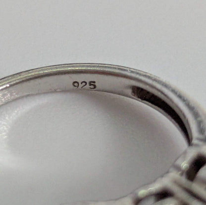 Silver Ring Zircon Stones 925 Stamped Size N Certification Prong Setting