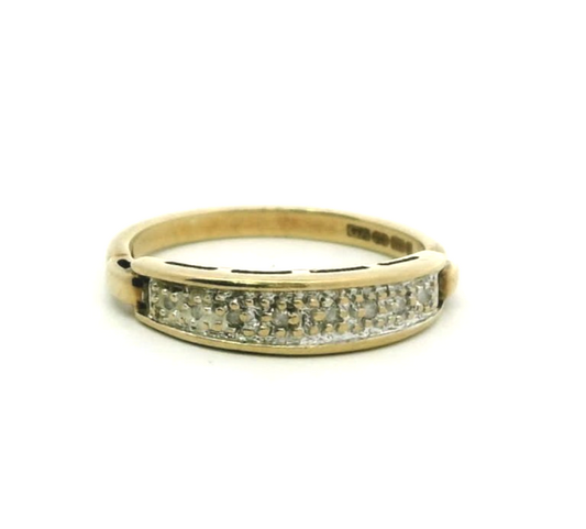 9ct Gold Half Eternity Ring Diamond Gemstones Hallmarked Size N 2.1g Stacking