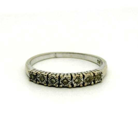 9ct Gold Half Eternity Ring Diamond 0.7ct Stones Size P 1/2  Metal Hallmarked 2g