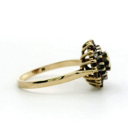 9ct Gold Ring Ruby and Diamond Hallmark Size O 1/2