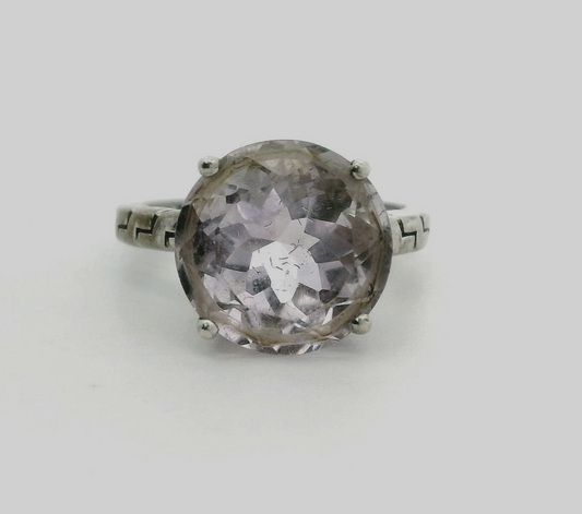 Silver Solitaire Ring Amethyst Stones 925 Stamped Prong Setting Size N 1/2 3.8g