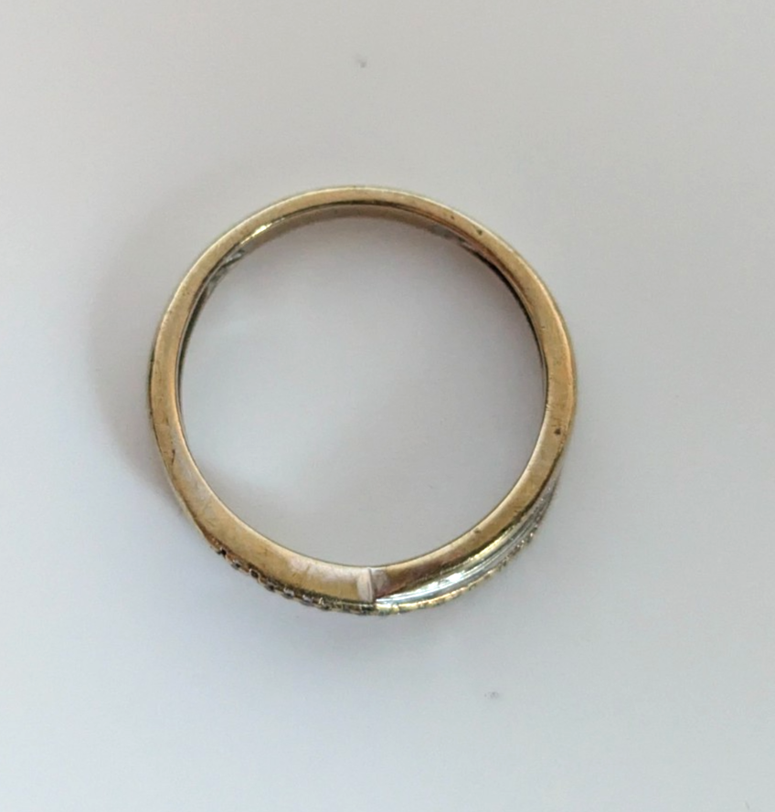 9ct Gold Twist Band Ring Diamond Gemstones Size K Metal Hallmarked 1.7g