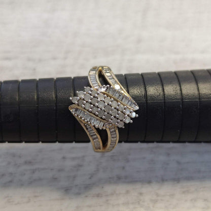 Sterling Silver Diamond Ring Gold Plated Size T 925 Stamped 4.5g