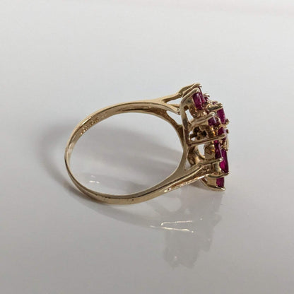9ct Gold 14 Ruby Ring Size S Hallmarked 375 Cluster July 4g