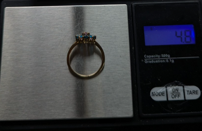 9ct Gold Blue Pink Sapphire Ring Size R Hallmarked 375 September 4.8g