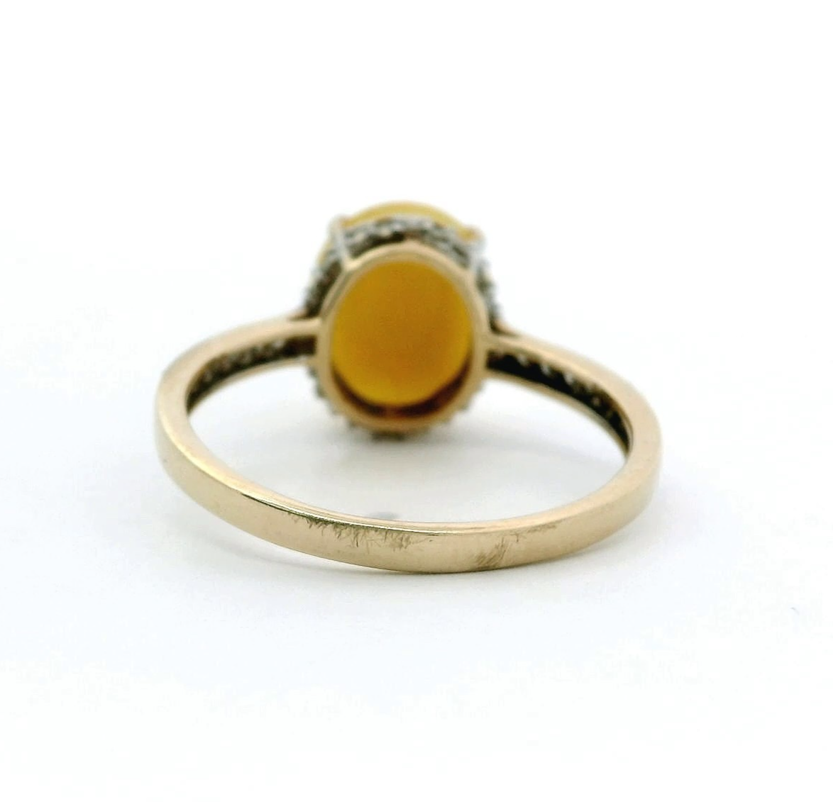 Opal Diamond Ring 9ct Yellow Gold Size S UK Hallmarked Solitaire 2.5g