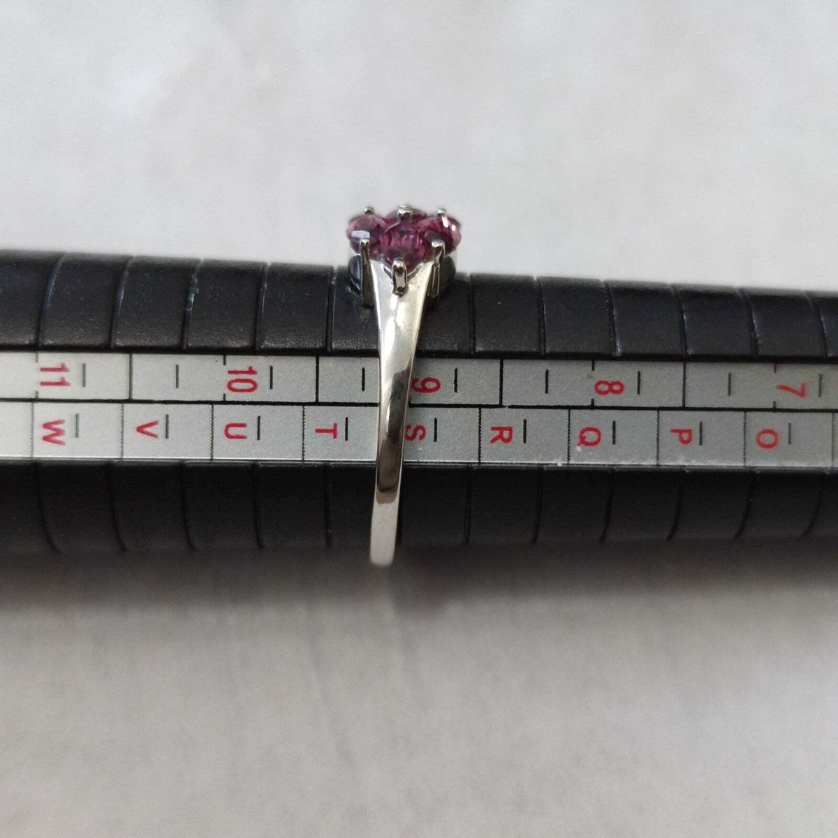 Silver Garnet Ring Red Gemstone Prong Setting Style UK Size S