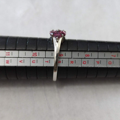 Silver Garnet Ring Red Gemstone Prong Setting Style UK Size S