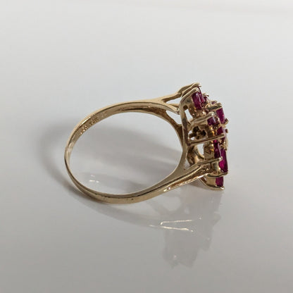 9ct Gold 14 Ruby Ring Size S Hallmarked 375 Cluster July 4g
