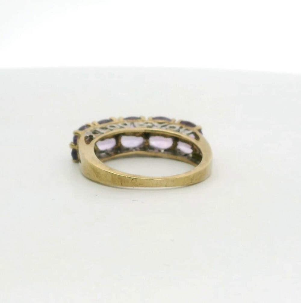 9ct Gold Ring Amethyst Diamond Size N Hallmarked 375 2.9g