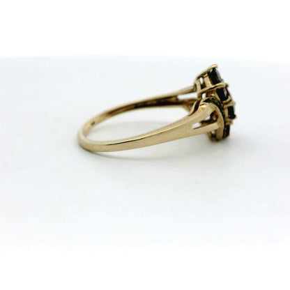 9ct Gold Ring Quartz and Diamond Stones Size S 2012 Hallmarked 2.7g