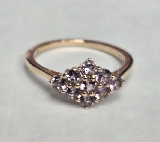 9ct Gold Ring Amethyst Authentic Hallmark Size P