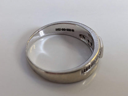 9ct White Gold Ring Topaz and Diamond Solid Band Hallmark Size M 1/2