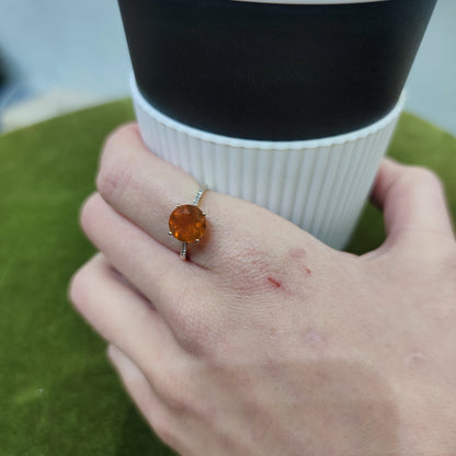 9ct Gold Fire Opal Ring Round Cut Size O 1/2 Hallmarked