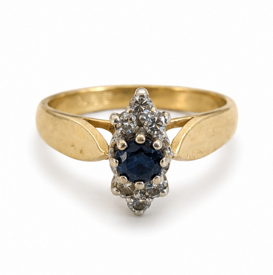 18ct Gold Sapphire Diamond Ring Size N Hallmarked 750 September 3.8g