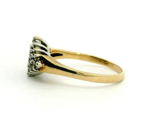 9ct Gold Ring Diamond Stones Size P 1/2 Hallmark Cluster Setting April 2.7g