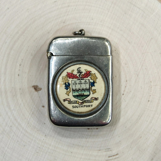 Southport Brass Vesta Case Salus Populi Motto Match Safe 61mm x 37mm Antique