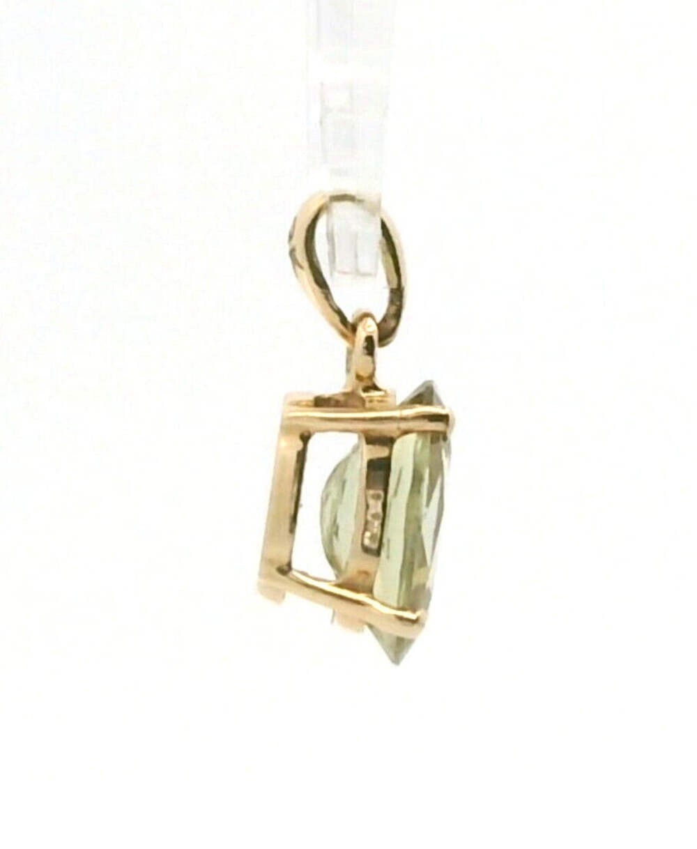 9ct Yellow Gold Pendant Kunzite Stone UK Hallmarked Size 14mm by 6mm