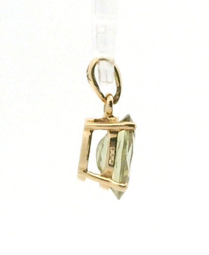 9ct Yellow Gold Pendant Kunzite Stone UK Hallmarked Size 14mm by 6mm