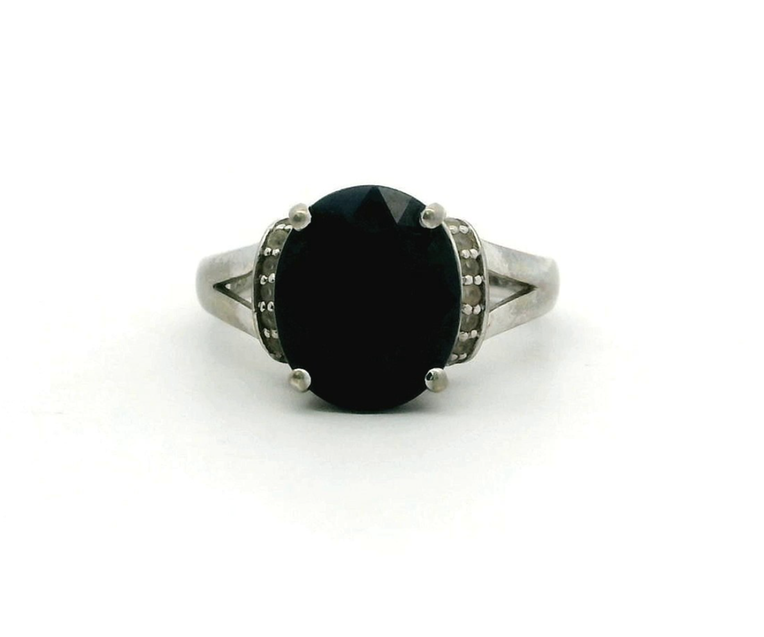 Silver Ring Sapphire Topaz 925 Stamped Size N 1/2 Certificate 5.2g