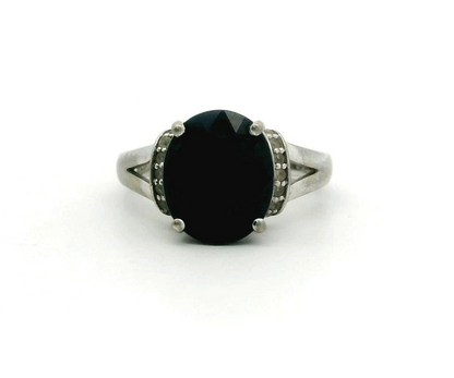 Silver Ring Sapphire Topaz 925 Stamped Size N 1/2 Certificate 5.2g