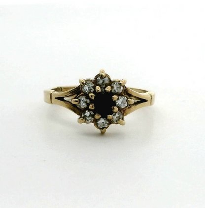 9ct Gold Ring Sapphire Stones Size M 1/2 UK Hallmarked 2.7g Split Shank Band