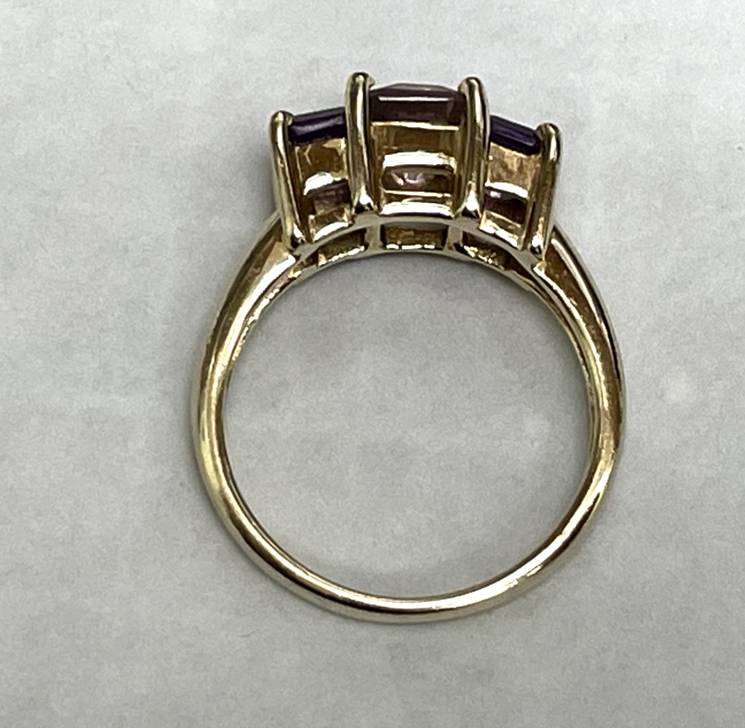 9ct Gold Ring Amethyst And Ametrine Hallmarked Size N Half