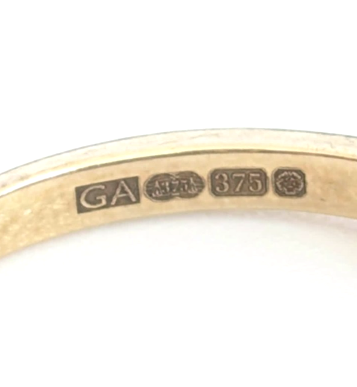 9ct Gold Half Eternity Ring Diamond Gemstones Hallmarked Size N 2.1g Stacking