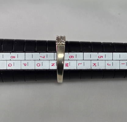 9ct White Gold Ring Diamond Stones Double Row Size M Hallmarked 2.1g