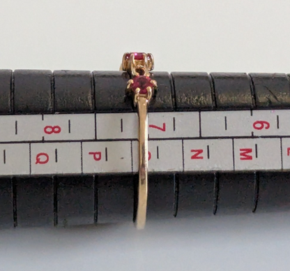 Spinel 9ct Gold Ring Thin Band Hallmark Size N 1/2 1.2g August Birthstone