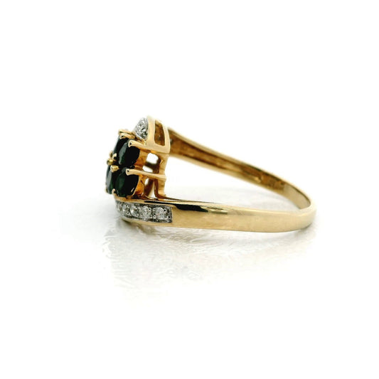 9ct Gold Statement Ring Tourmaline Diamond Stones Size Q Metal Hallmark 3.3g