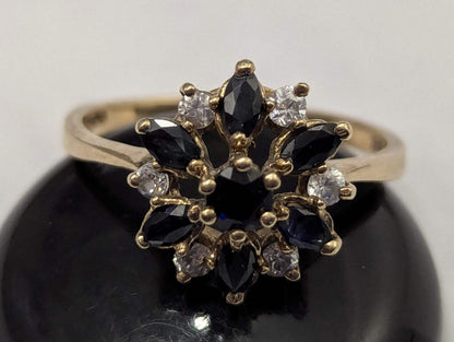 9ct Gold Ring Sapphire and Diamond Hallmark 1997 Size S 1/2