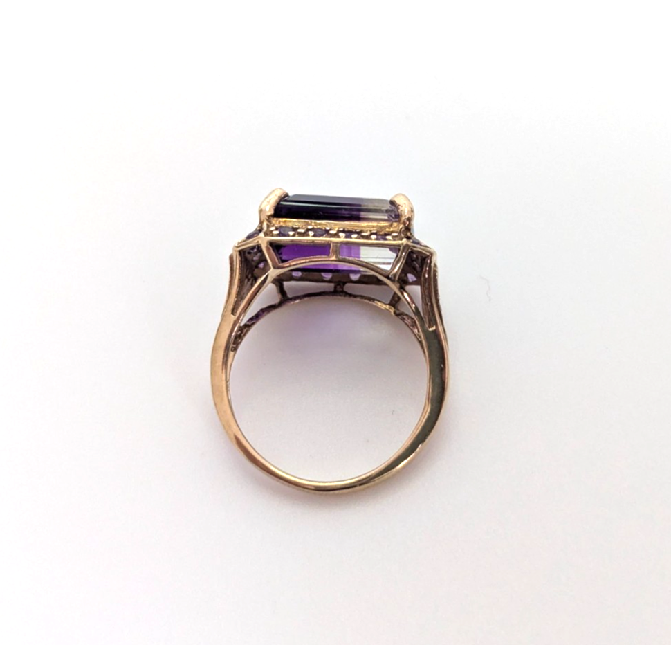 9ct Gold Ring Ametrine Amethyst Hallmark Size N 1/2 5g