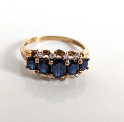Vintage 9ct Gold Sapphire Diamond Ring Size Q Hallmark 375 21 2.8g