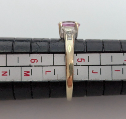 9ct White Gold Ring Sapphire Diamond Stones Hallmarked Size K 1.7g Prong Setting