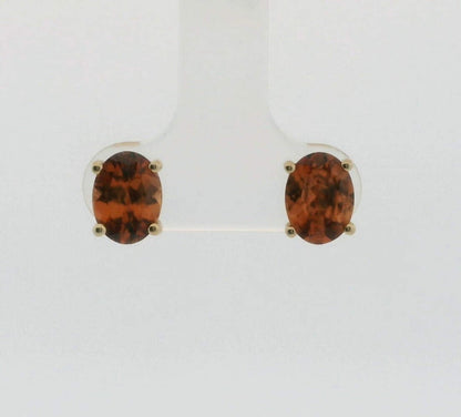 9ct Yellow Gold Stud Earrings Topaz Stones Hallmarked Size 15mm x 6mm