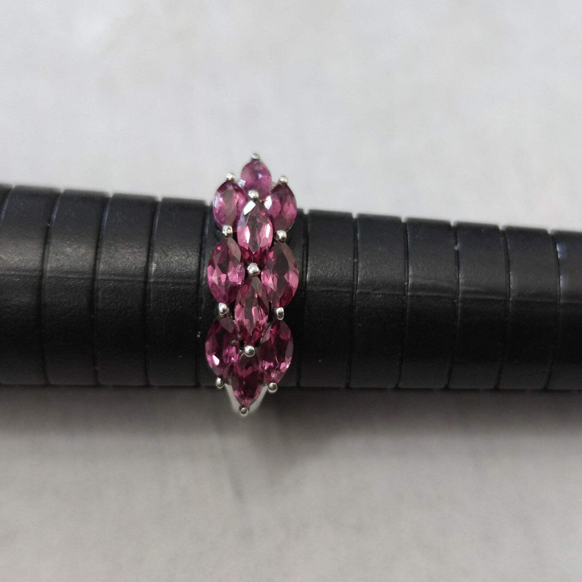 Silver Garnet Ring Red Gemstone Prong Setting Style UK Size S