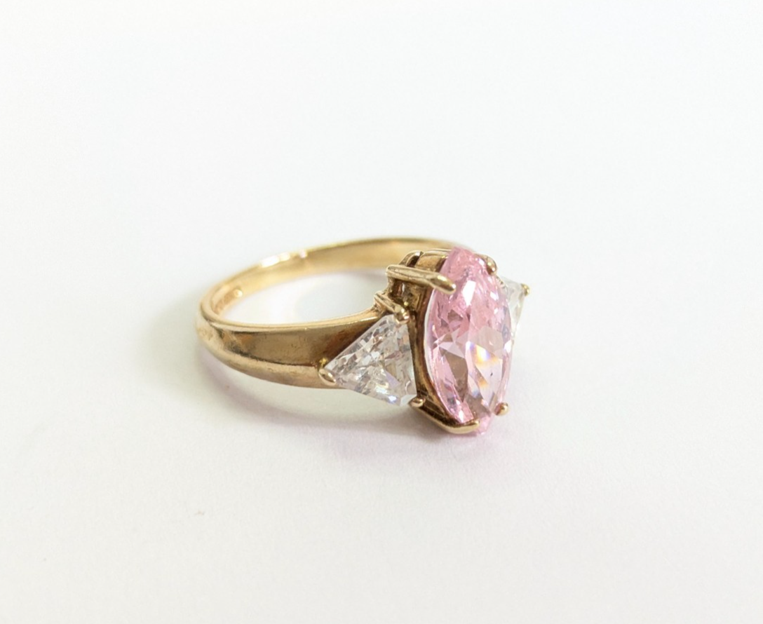 9ct Gold Ring Cubic Zirconia Hallmarked Size K 1/2