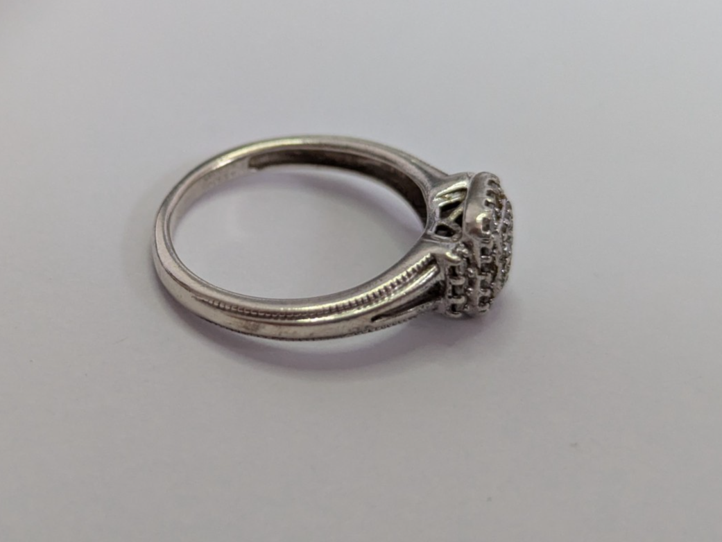 Silver Engagement Ring Diamond 925 Hallmarked Size K 1/2 2.1g