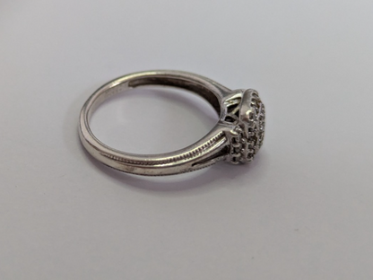 Silver Engagement Ring Diamond 925 Hallmarked Size K 1/2 2.1g