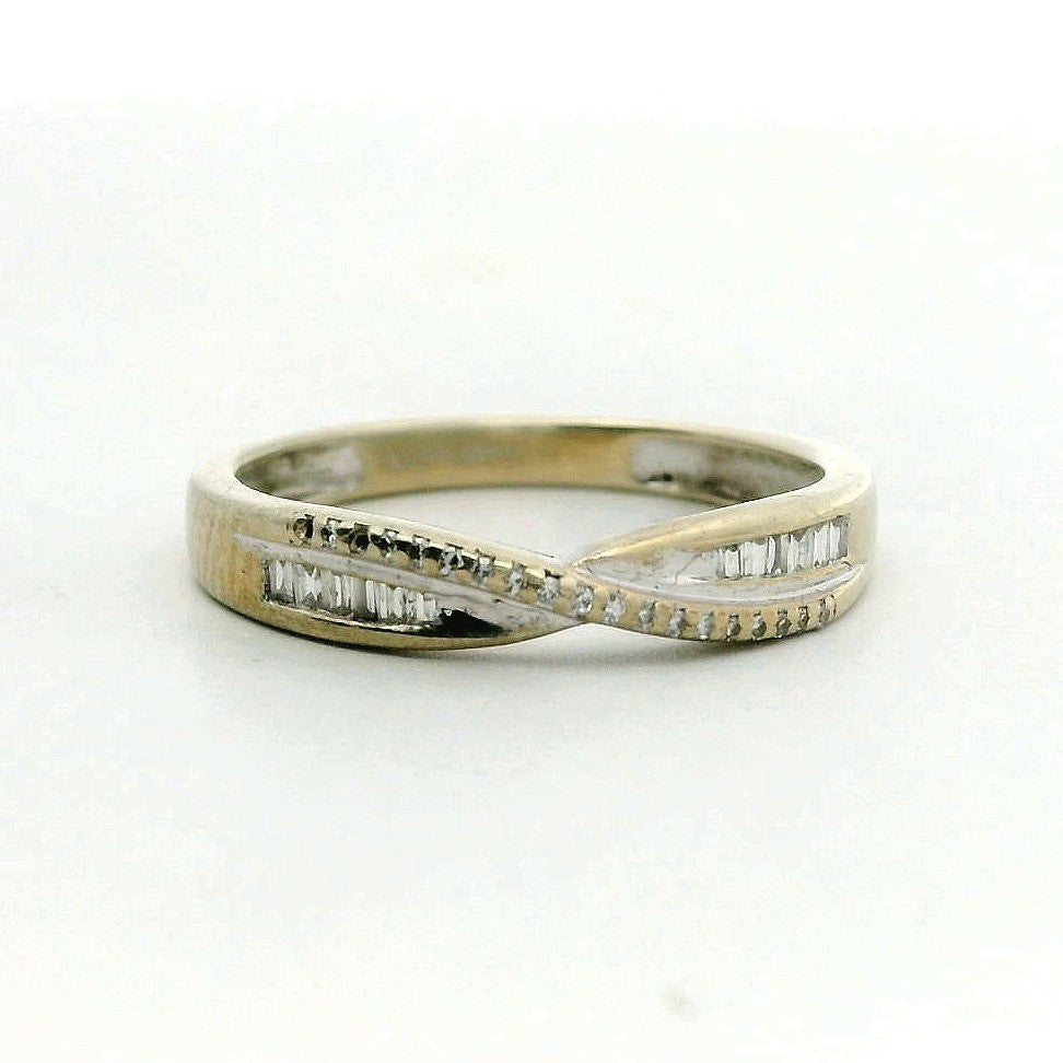 9ct Gold Twist Band Ring Diamond Gemstones Size K Metal Hallmarked 1.7g