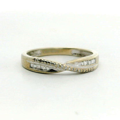 9ct Gold Twist Band Ring Diamond Gemstones Size K Metal Hallmarked 1.7g