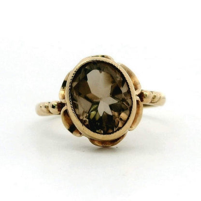9ct Gold Ring Quartz Oval Cut Hallmark Size K 1/2