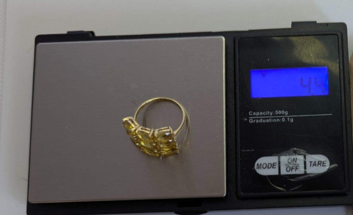 9ct Gold Ring Citrine Hallmark Size N 1/2 4.4g