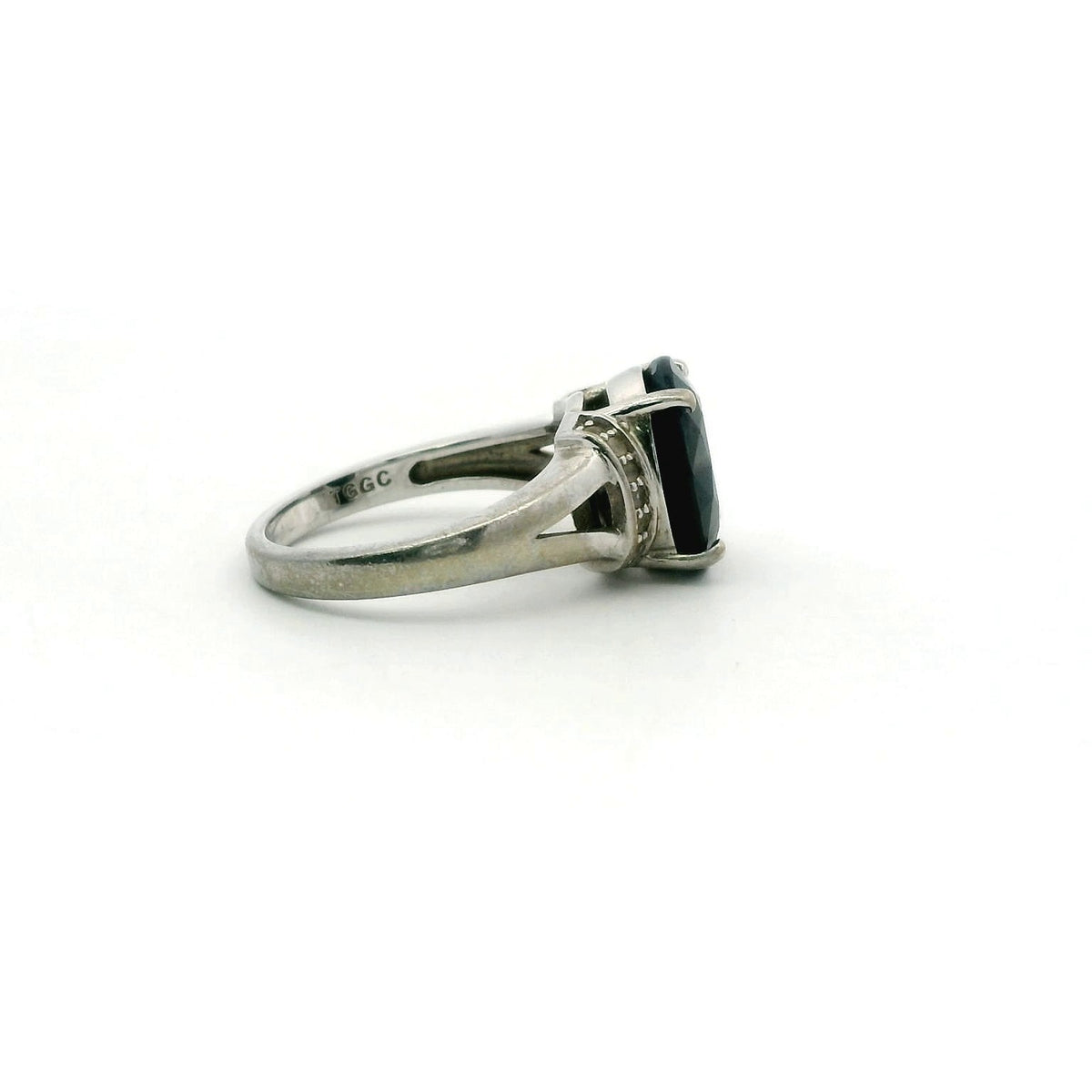 Silver Ring Sapphire Topaz 925 Stamped Size N 1/2 Certificate 5.2g